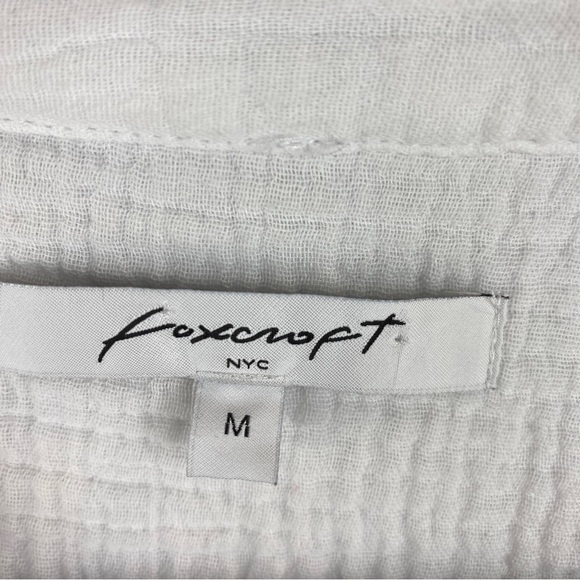 Foxcroft Waffle Knit V Neck White Blouse Medium - Picture 3 of 8